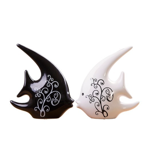 Adornos de pareja de cerámica modernos en blanco y negro, regalo creativo