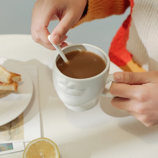 Taza de cerámica divertida con diseño de Cuelab, labios estéreo, pareja, taza de café Bobo, regalo creativo de nicho