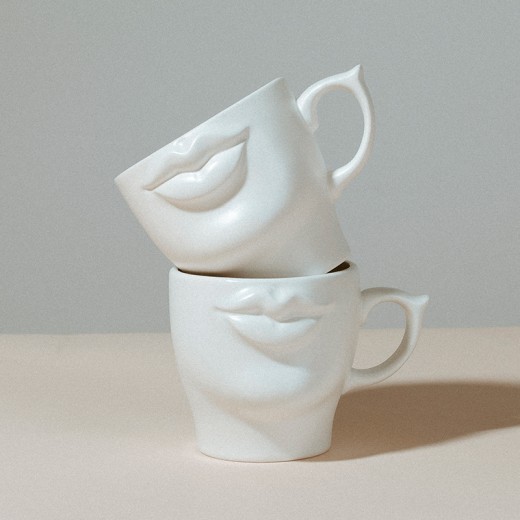 Taza de cerámica divertida con diseño de Cuelab, labios estéreo, pareja, taza de café Bobo, regalo creativo de nicho