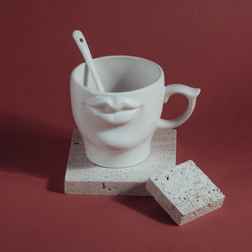 Taza de cerámica divertida con diseño de Cuelab, labios estéreo, pareja, taza de café Bobo, regalo creativo de nicho