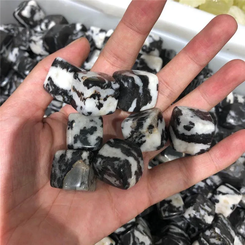 Maceta de piedra cebra natural con bloque de cristal