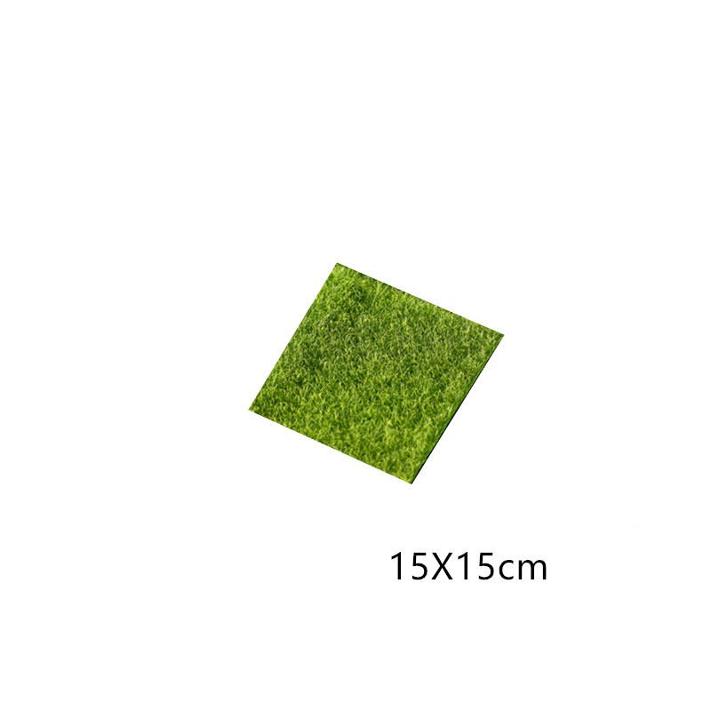 Césped artificial de musgo verde de 15 x 15 cm, decorativo.