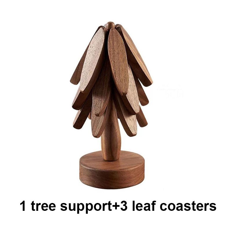 4 salvamanteles de madera con diseño de árbol