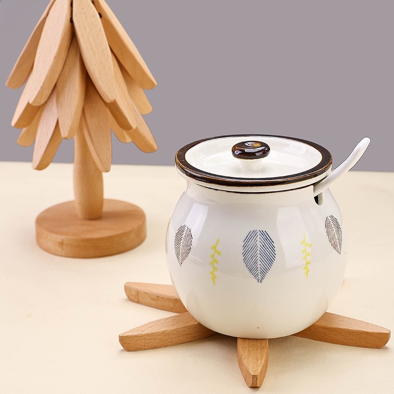4 salvamanteles de madera con diseño de árbol