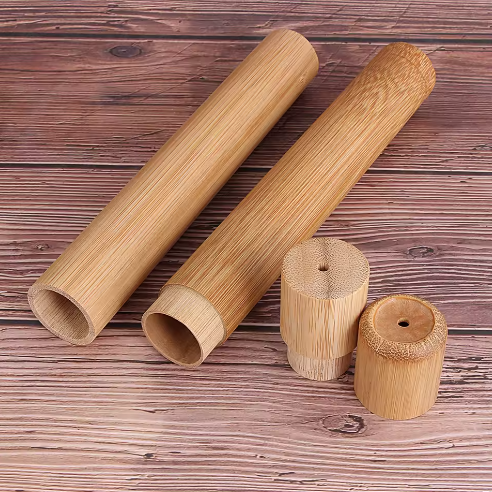 Estuche ecológico para cepillo de dientes de bambú natural de 21 cm para la higiene bucal de adultos.