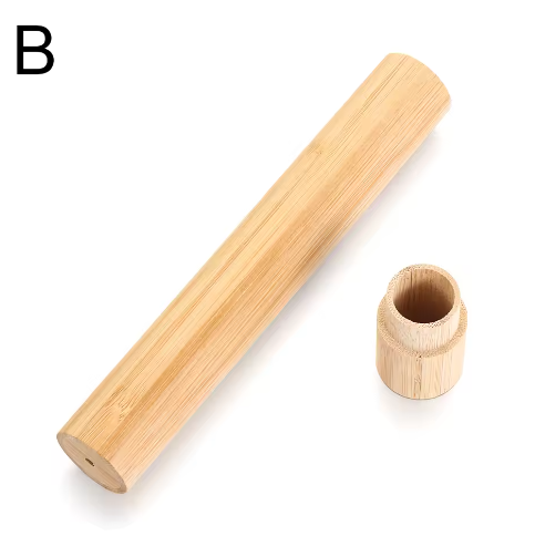 Estuche ecológico para cepillo de dientes de bambú natural de 21 cm para la higiene bucal de adultos.