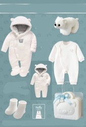 Mono de oso polar acolchado grueso con caja de regalo para bebé, para hombre y mujer