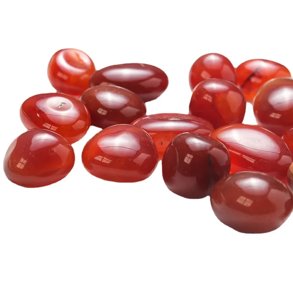 Adorno decorativo de piedra pulida de ágata roja de cristal natural