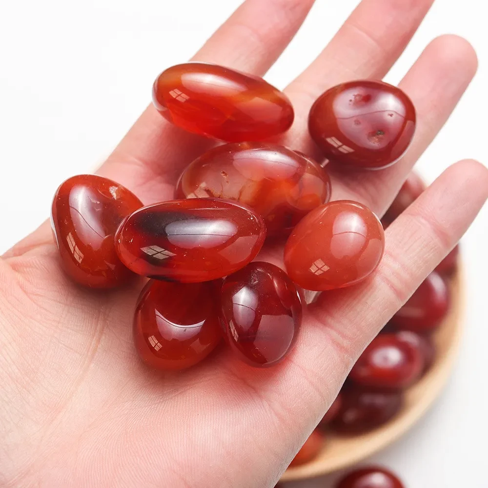 Adorno decorativo de piedra pulida de ágata roja de cristal natural