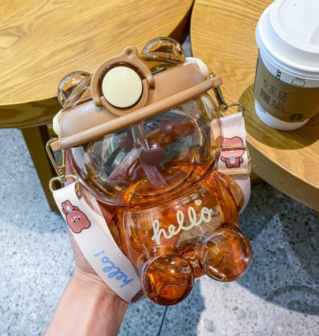 Bonita taza de paja con forma de corazón para niña, de color rojo, de gran valor y gran capacidad.