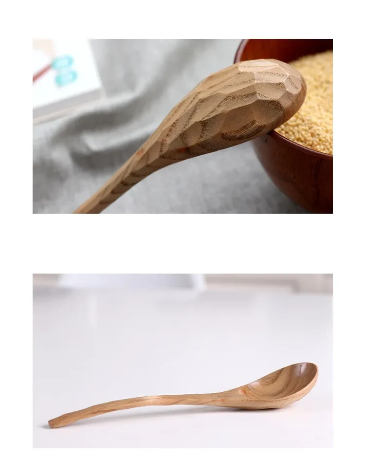 Vajilla creativa con cuchara curva de madera martillada