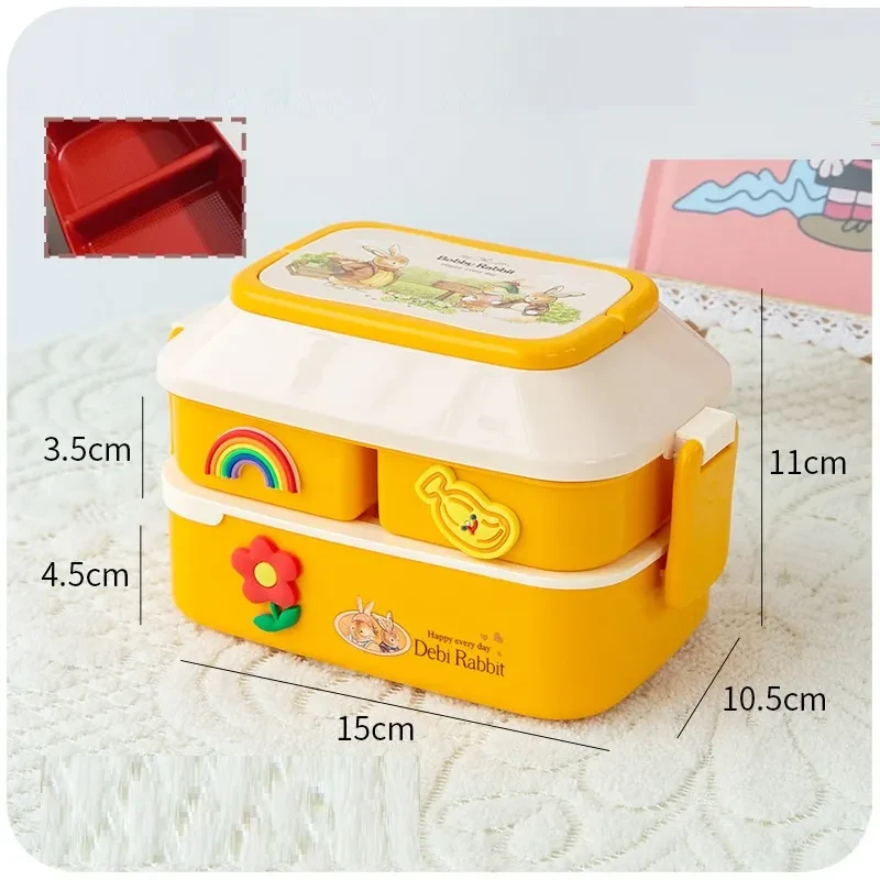 Bonita caja de picnic con división de frutas para niños
