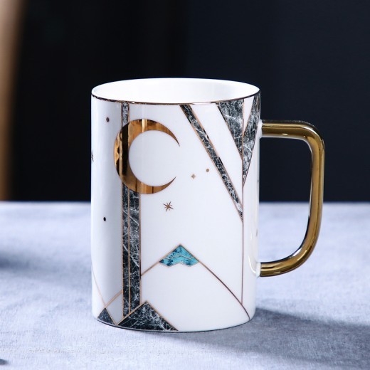 Taza de cerámica de gran capacidad con tapa, taza de café con cuchara, taza para pareja