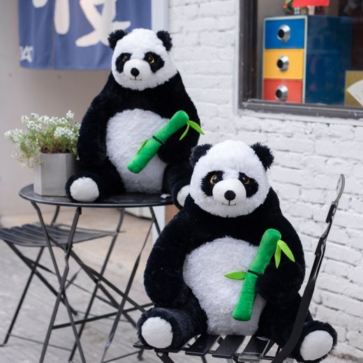 Muñeco de panda de peluche grande con bambú, regalo para niños.