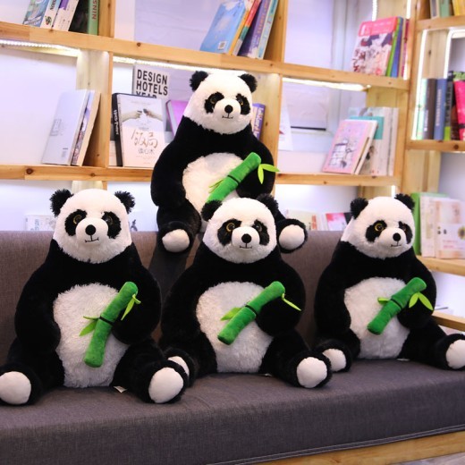 Muñeco de panda de peluche grande con bambú, regalo para niños.