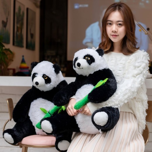 Muñeco de panda de peluche grande con bambú, regalo para niños.