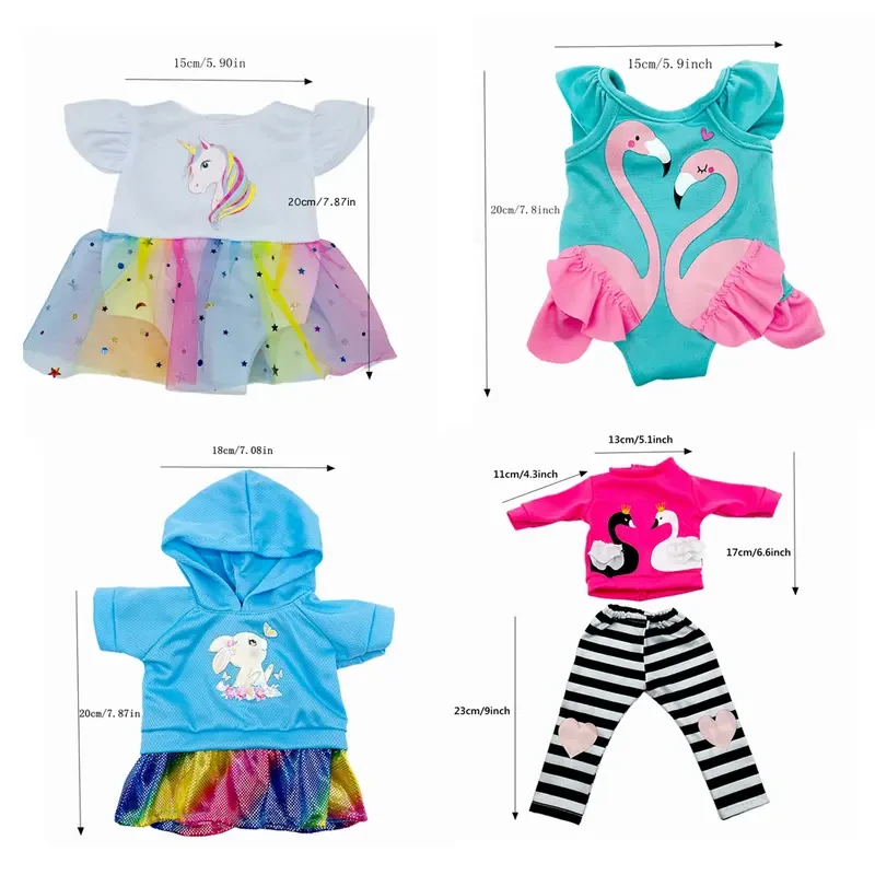 Ropa para muñecas de 43 cm, accesorios para muñecas, 4 juegos