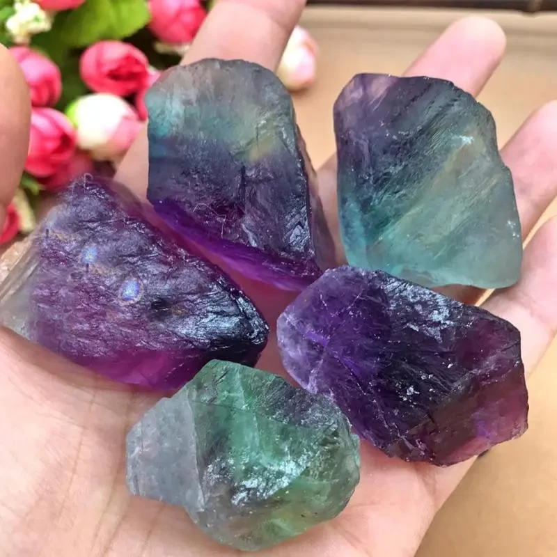 1 pieza de piedra reiki curativa pulida de fluorita de color natural
