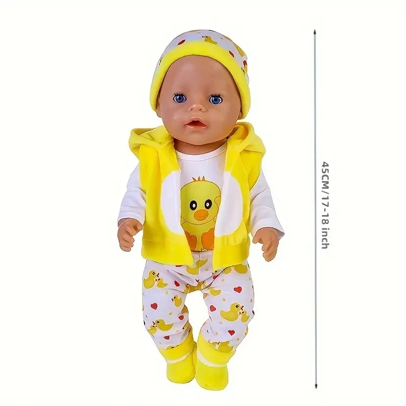 Conjunto de 5 piezas de ropa para muñeca de juguete de pato amarillo lindo