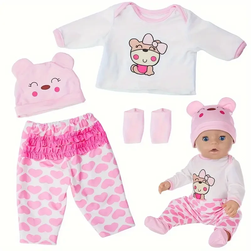 Adorable conjunto de osito de peluche rosa para muñecas Youngsters de 43,18 cm