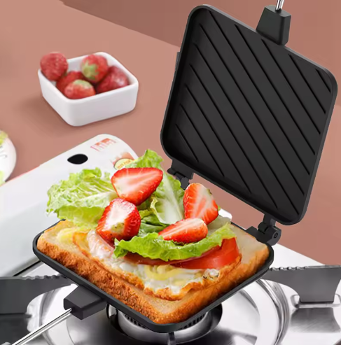 Máquina para hacer sándwiches, perritos calientes, tostadas con revestimiento antiadherente, para desayuno, panqueques, pan tostado, herramienta de cocina