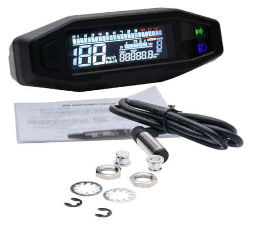 Velocímetro mini HD para motocicleta, medidor de velocidad y aceite, LCD ajustable