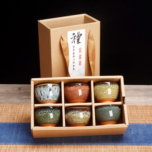 Juego de té en forma de taza de té de colores, caja de regalo