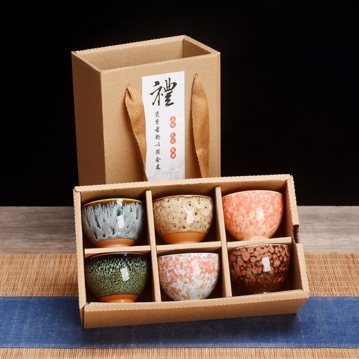 Juego de té en forma de taza de té de colores, caja de regalo