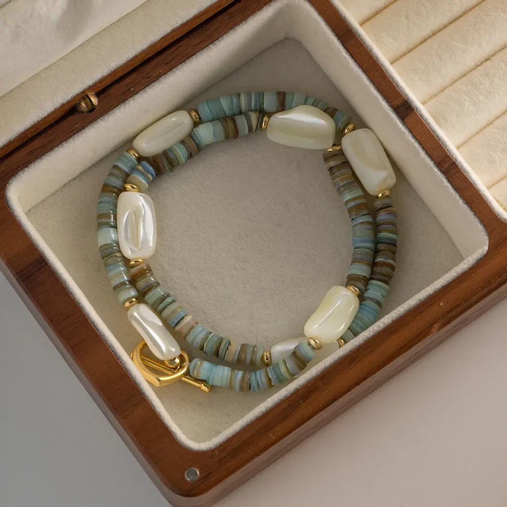 Collar barroco vintage de piedra natural gris y verde para mujer