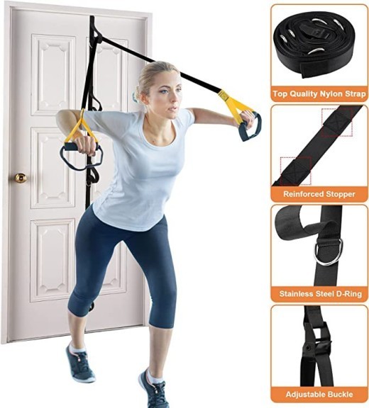 Cinturón de entrenamiento de suspensión con cuerda de tensión, accesorios y equipo de fitness