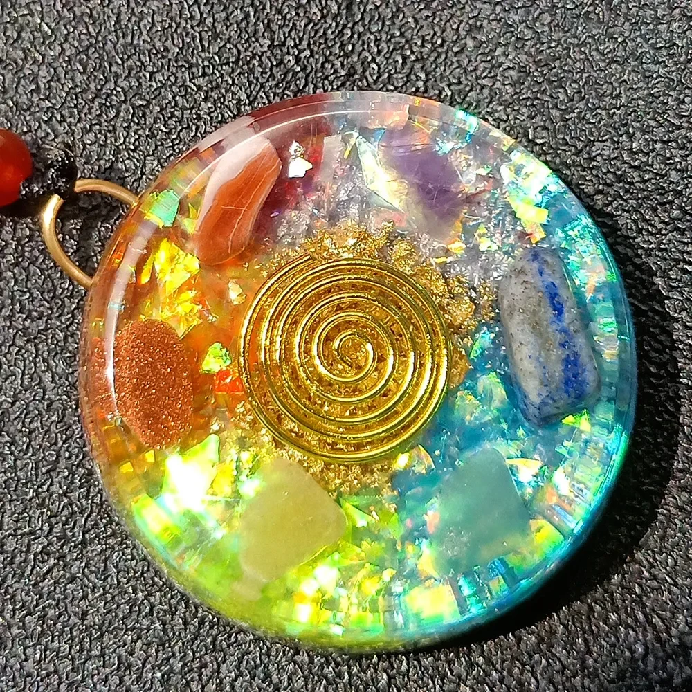 Colgante de grava colorida de piedra semipreciosa de ágata de cristal natural