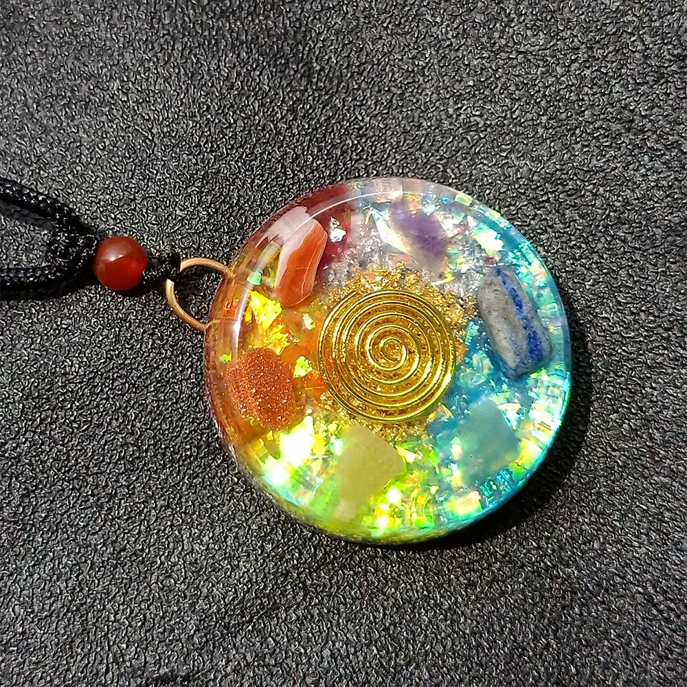 Colgante de grava colorida de piedra semipreciosa de ágata de cristal natural