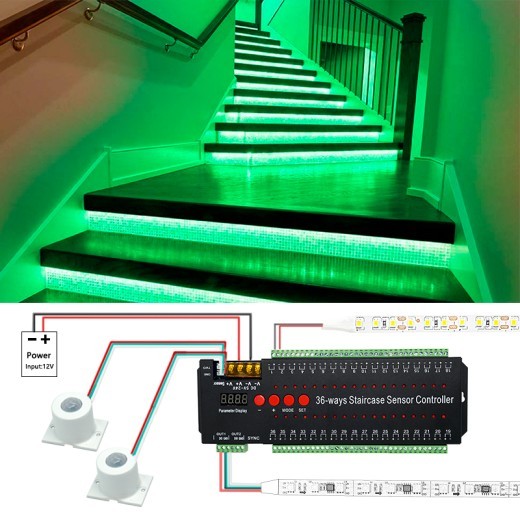 Controlador de escalera Controlador de sensor de escalera Barra de luz Controlador de pasos