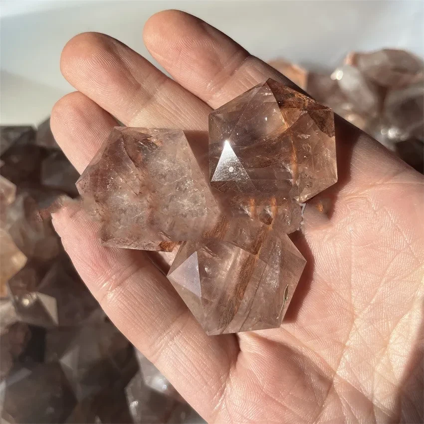 Adornos colgantes de estrella de seis puntas pulida de piedra de cristal natural