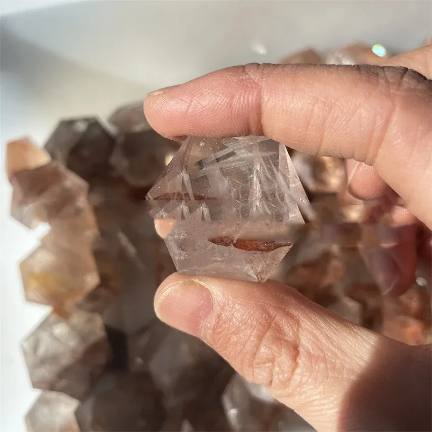 Adornos colgantes de estrella de seis puntas pulida de piedra de cristal natural