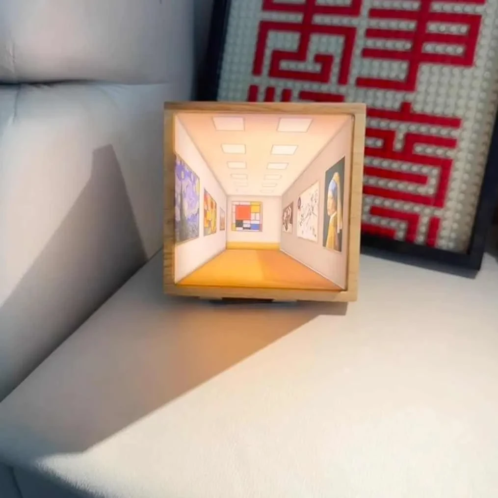 Galería de luz nocturna con ilusión 3D, imagen de mesita de noche, estilo creativo y moderno, simula el sol, dibujo, luz nocturna, regalo