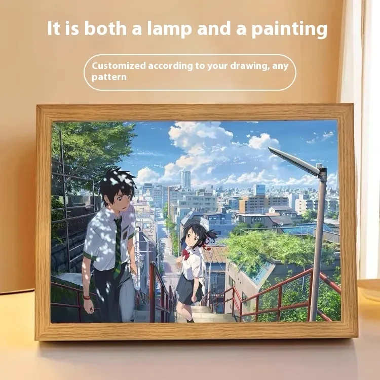 Pintura luminosa personalizada, foto personalizada, marco de fotos LED brillante, decoración artística de luz navideña