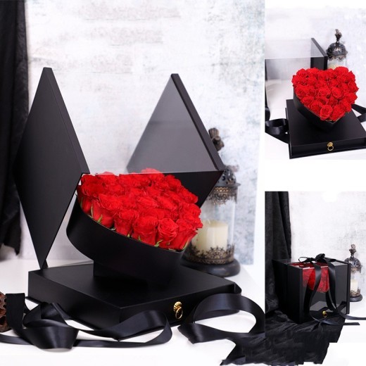 Caja de regalo de flores acrílicas con cajón