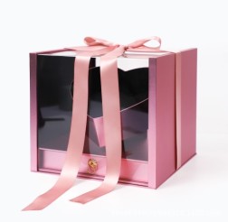 Caja de regalo de flores acrílicas con cajón