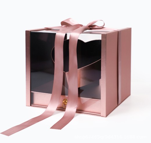 Caja de regalo de flores acrílicas con cajón