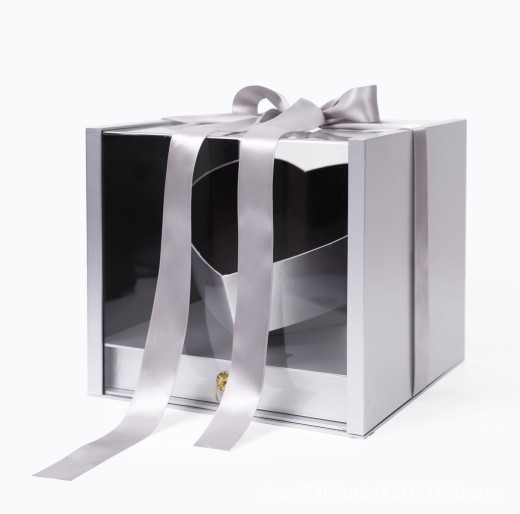 Caja de regalo de flores acrílicas con cajón