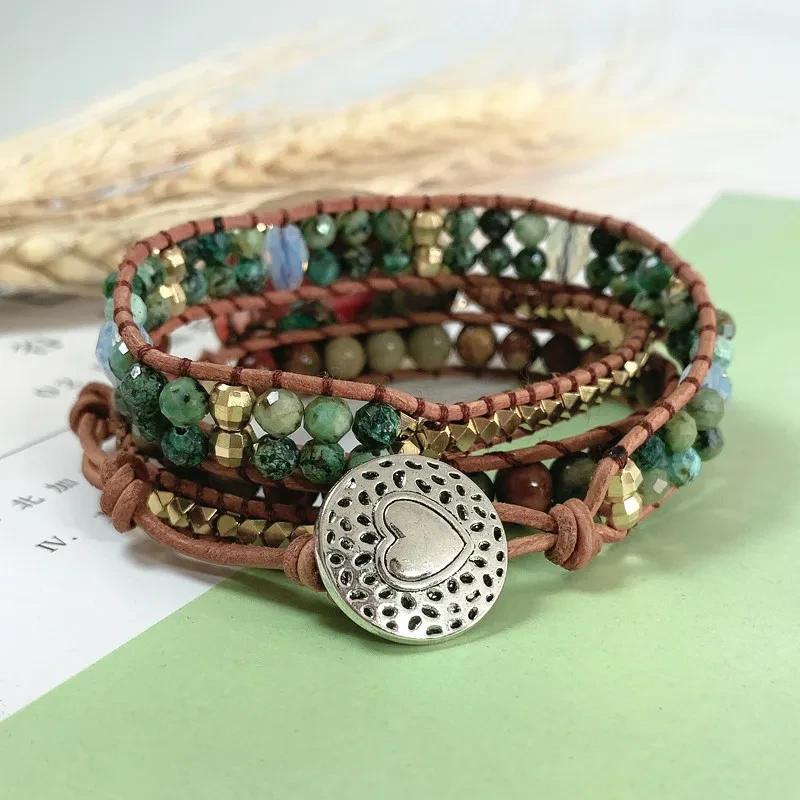 Pulsera de piedra emperador de color piedra