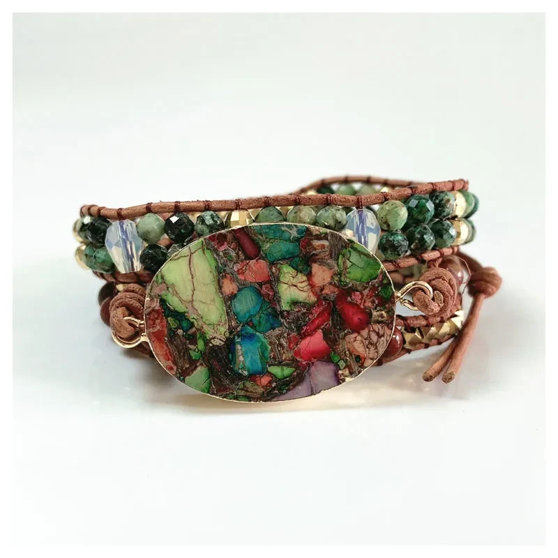 Pulsera de piedra emperador de color piedra