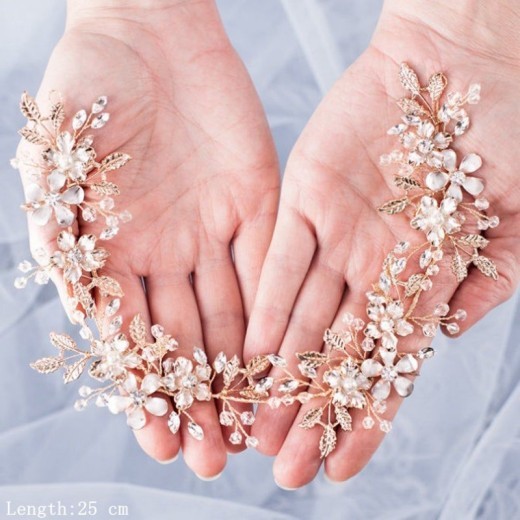 Tocado de novia dorado, accesorios para vestido de novia