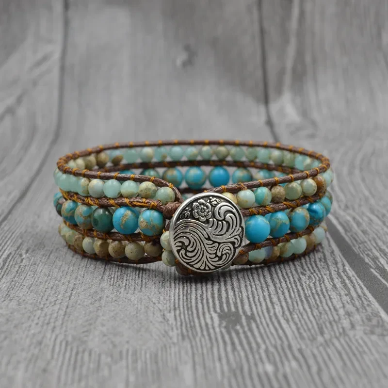 Pulsera multicapa de piedra natural