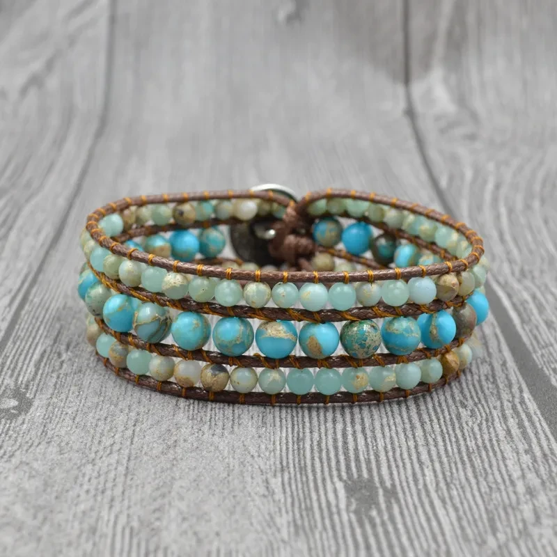 Pulsera multicapa de piedra natural