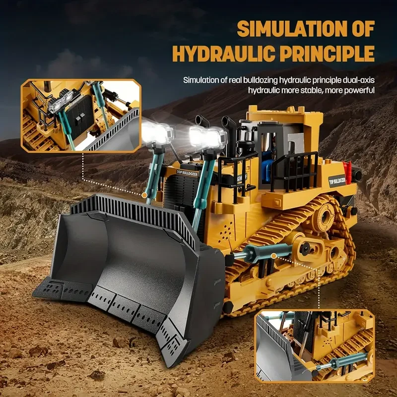 Bulldozer de control remoto de 9 canales de 2,4 GHz RC