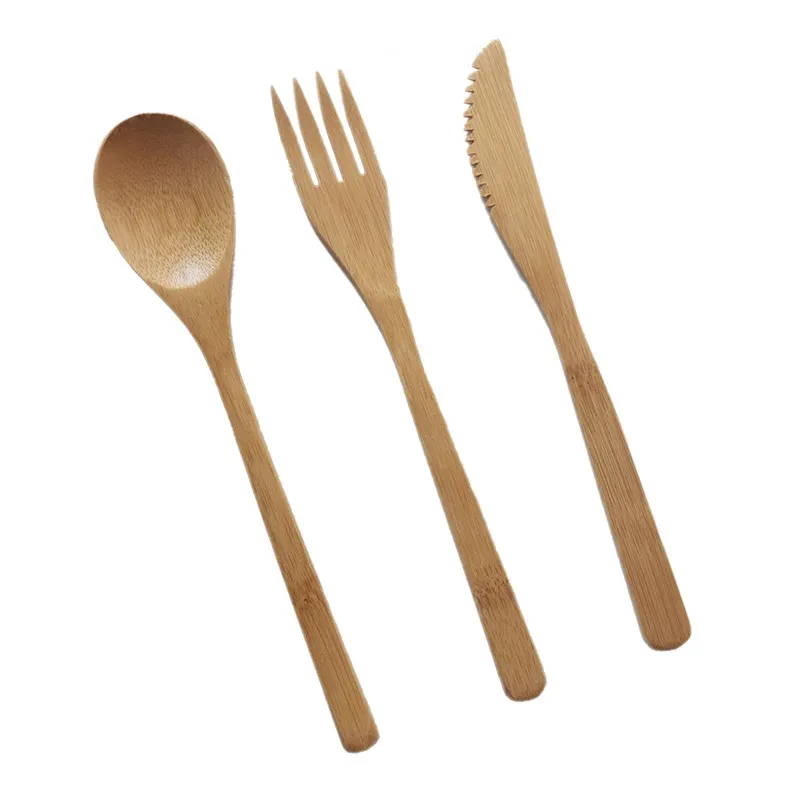 Juego de 3 cubiertos de madera de bambú de estilo japonés