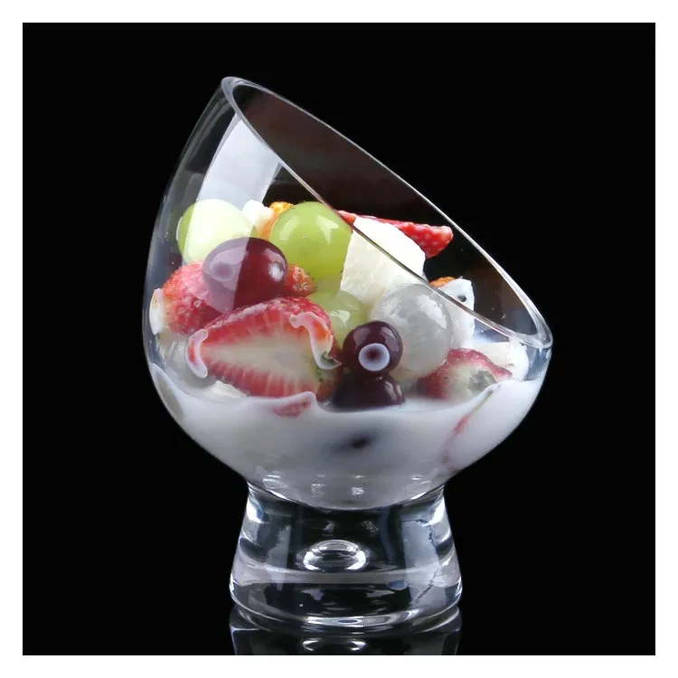 Tazón de postre de helado personalizado con taza de ensalada diagonal