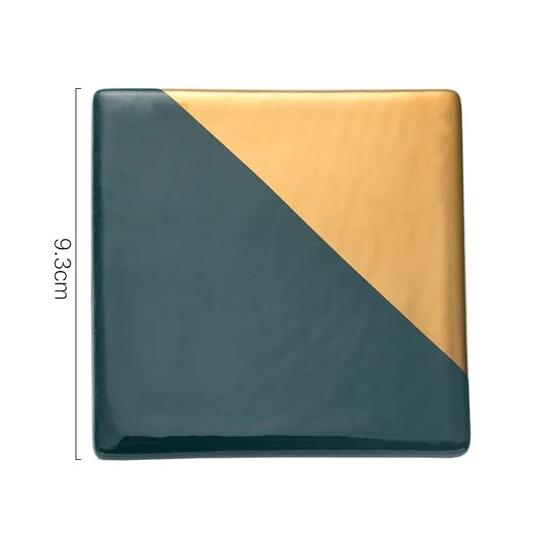 Posavasos vintage de cerámica dorada verde